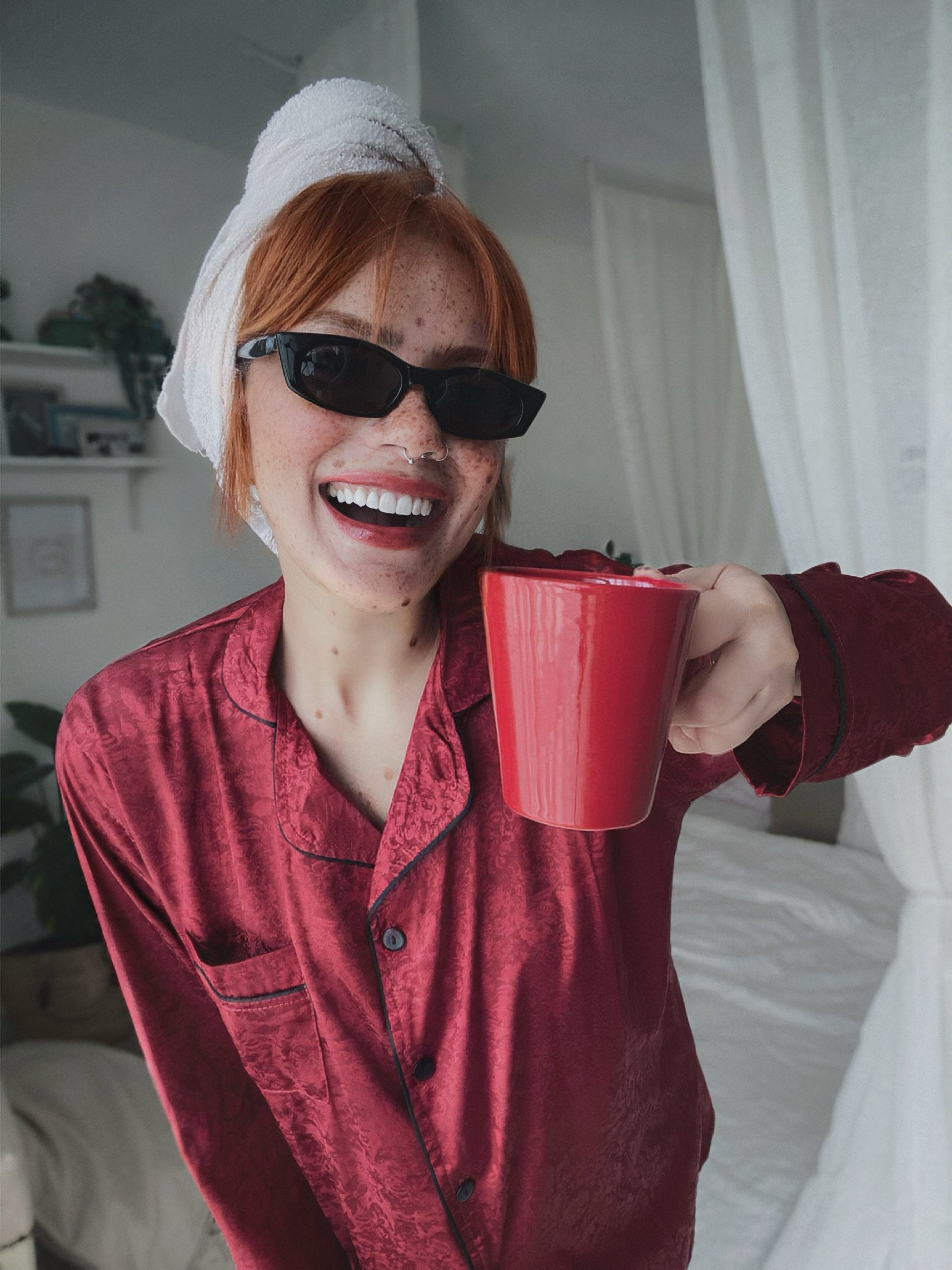 Burgundy stain pajamas set