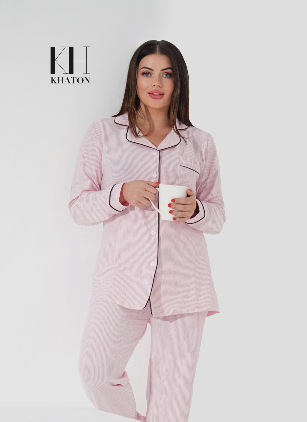 Classic pink pajamas set button down