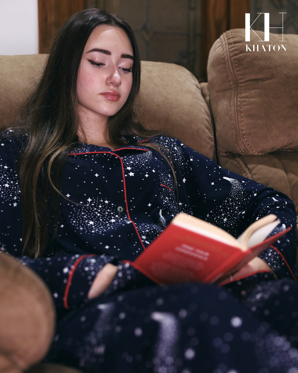 Black cotton buttoned pj set