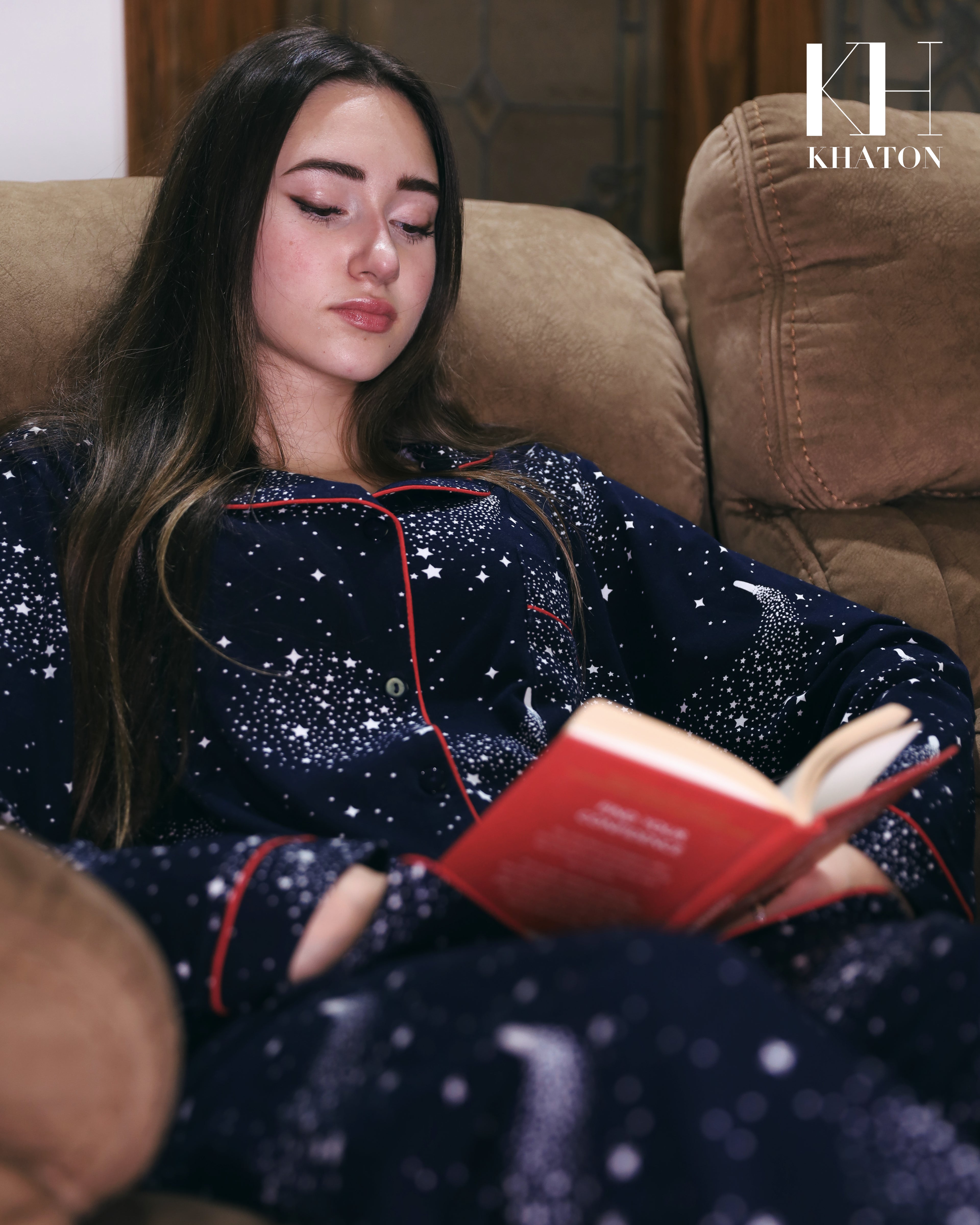 Black cotton buttoned pj set