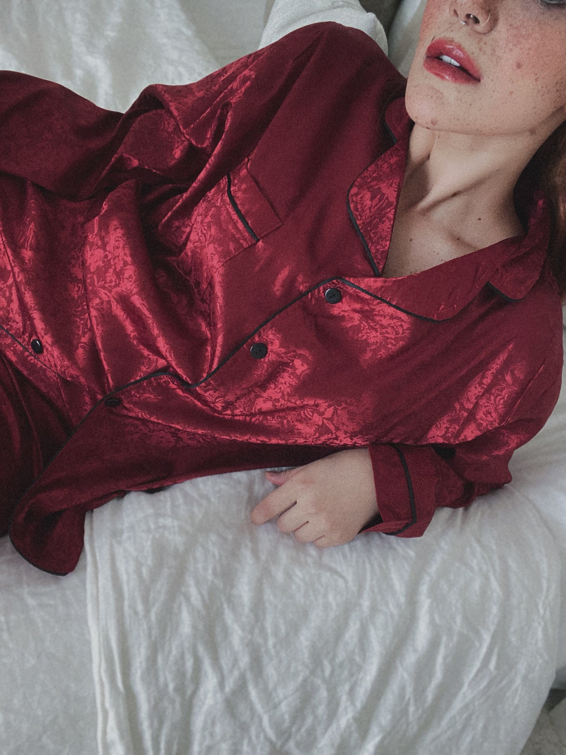 Burgundy stain pajamas set