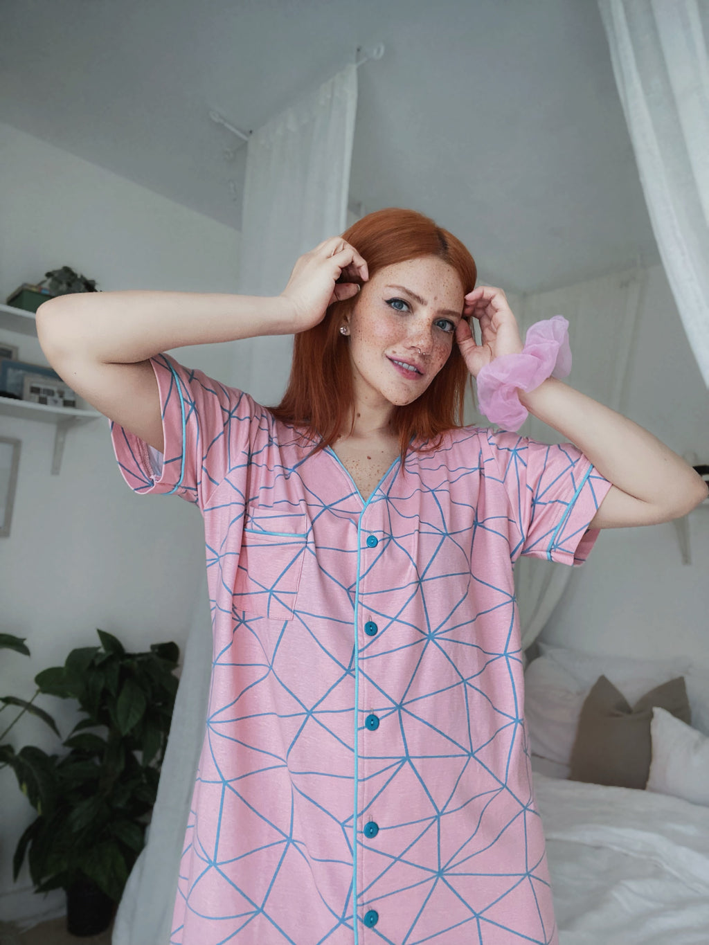 Sky lines button-down nightshirt