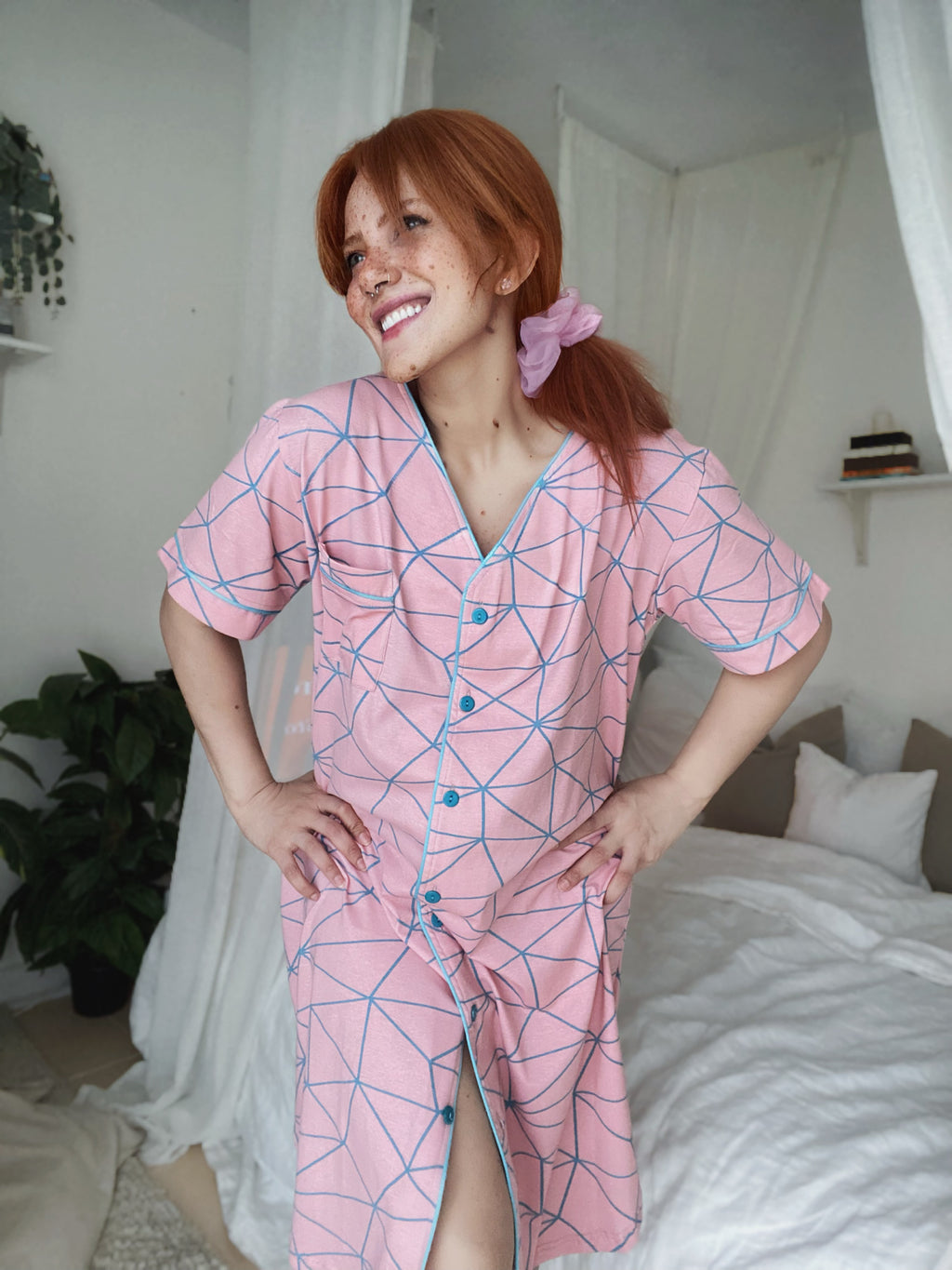 Sky lines button-down nightshirt