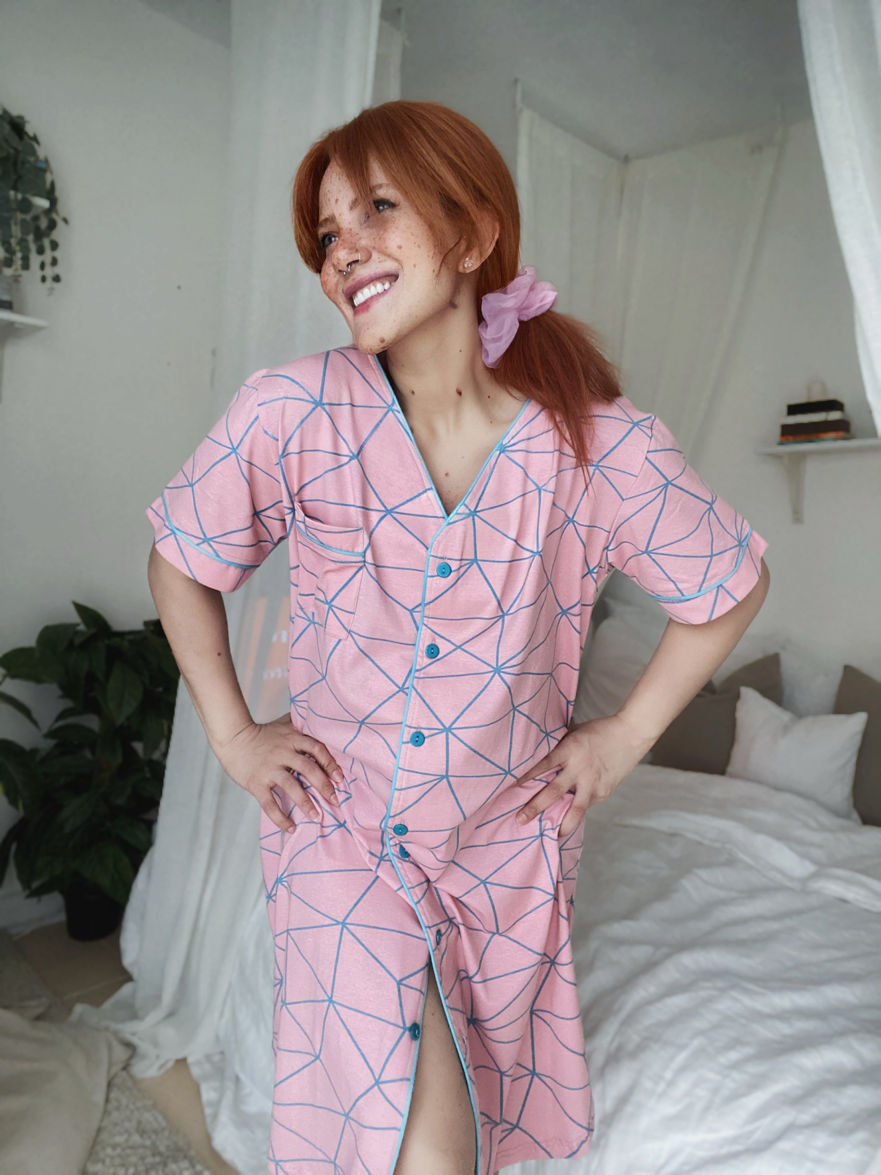 Sky lines button-down nightshirt