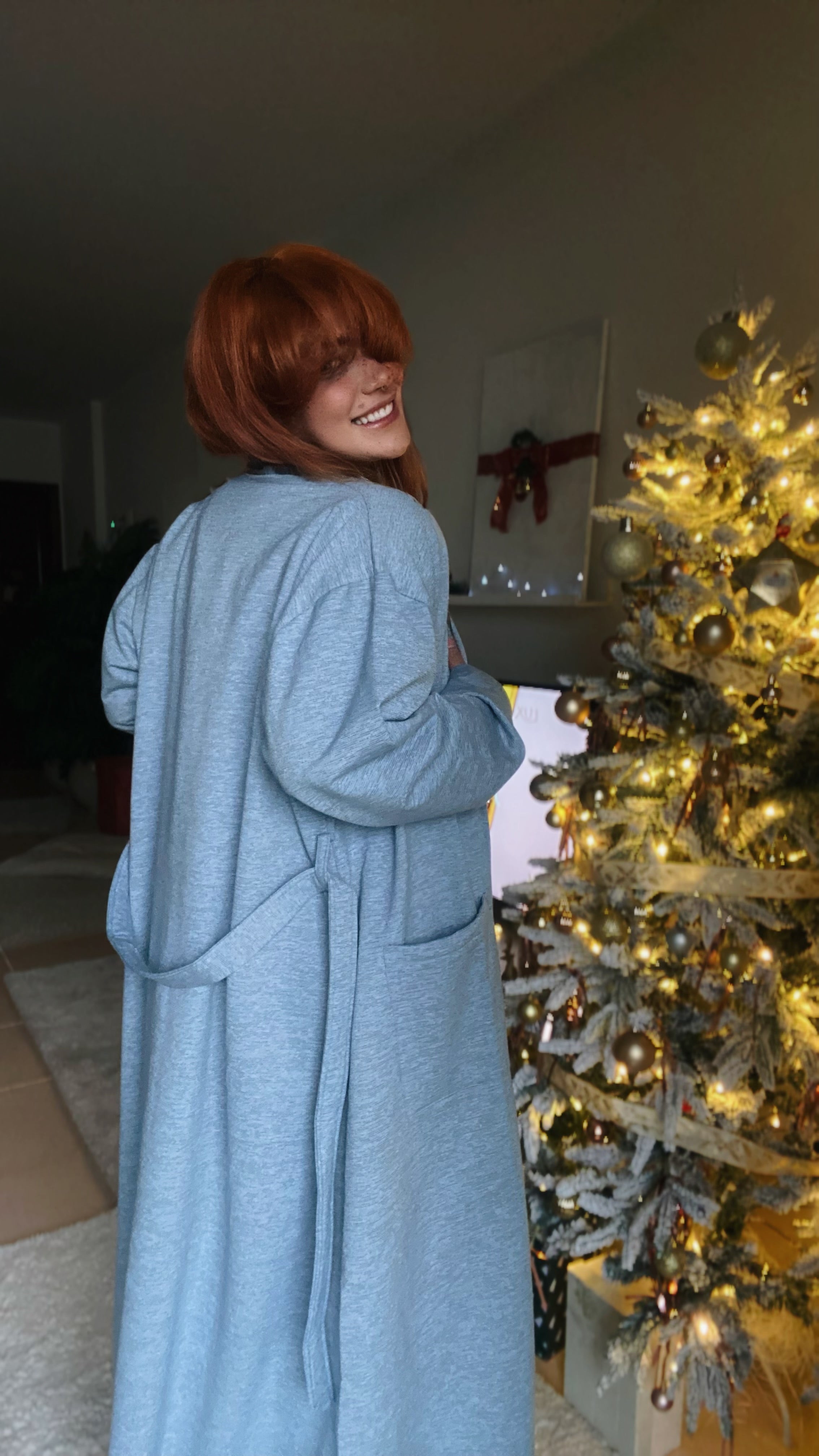 Fleece blue robe