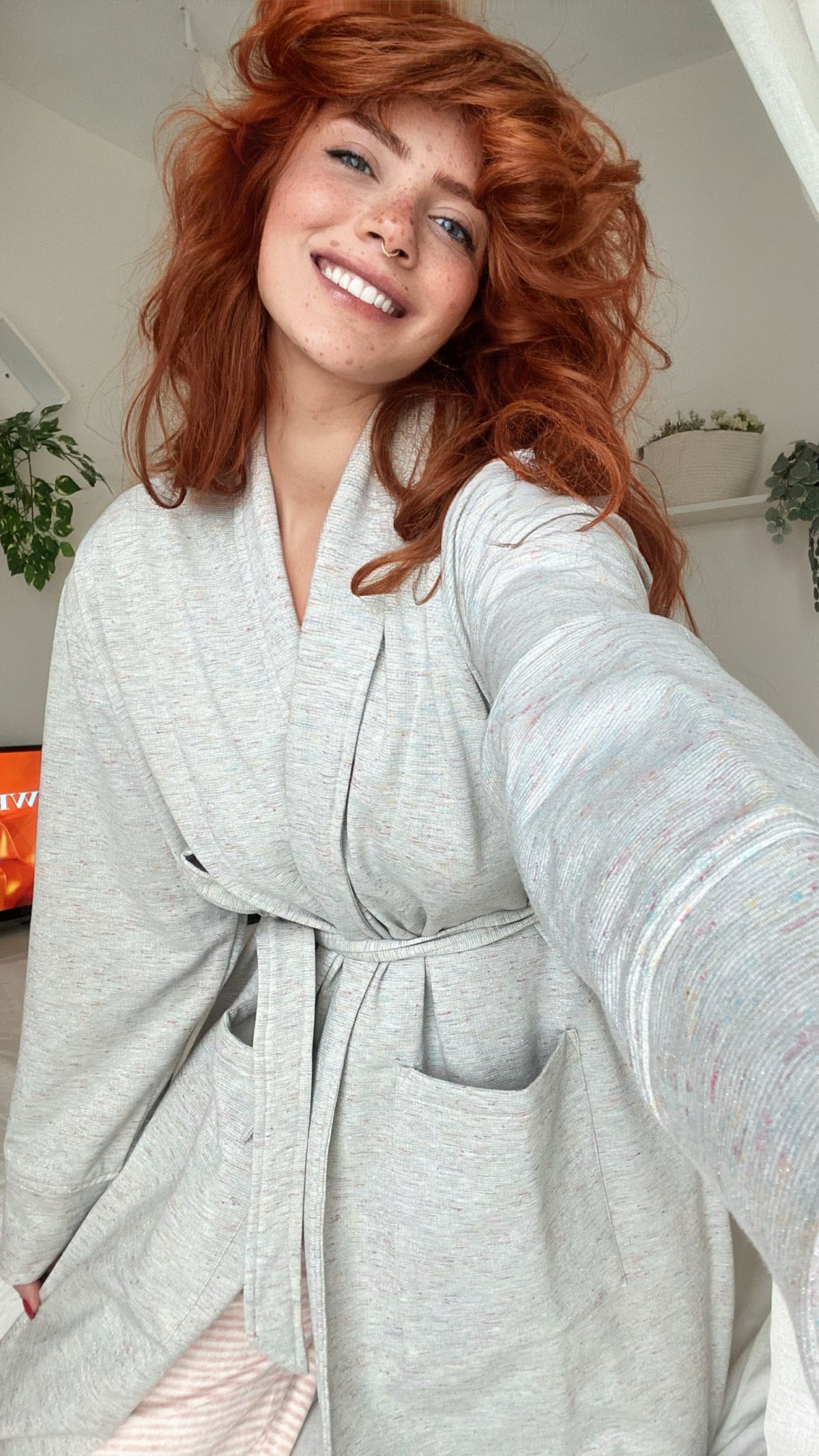 Fleece Greige Robe