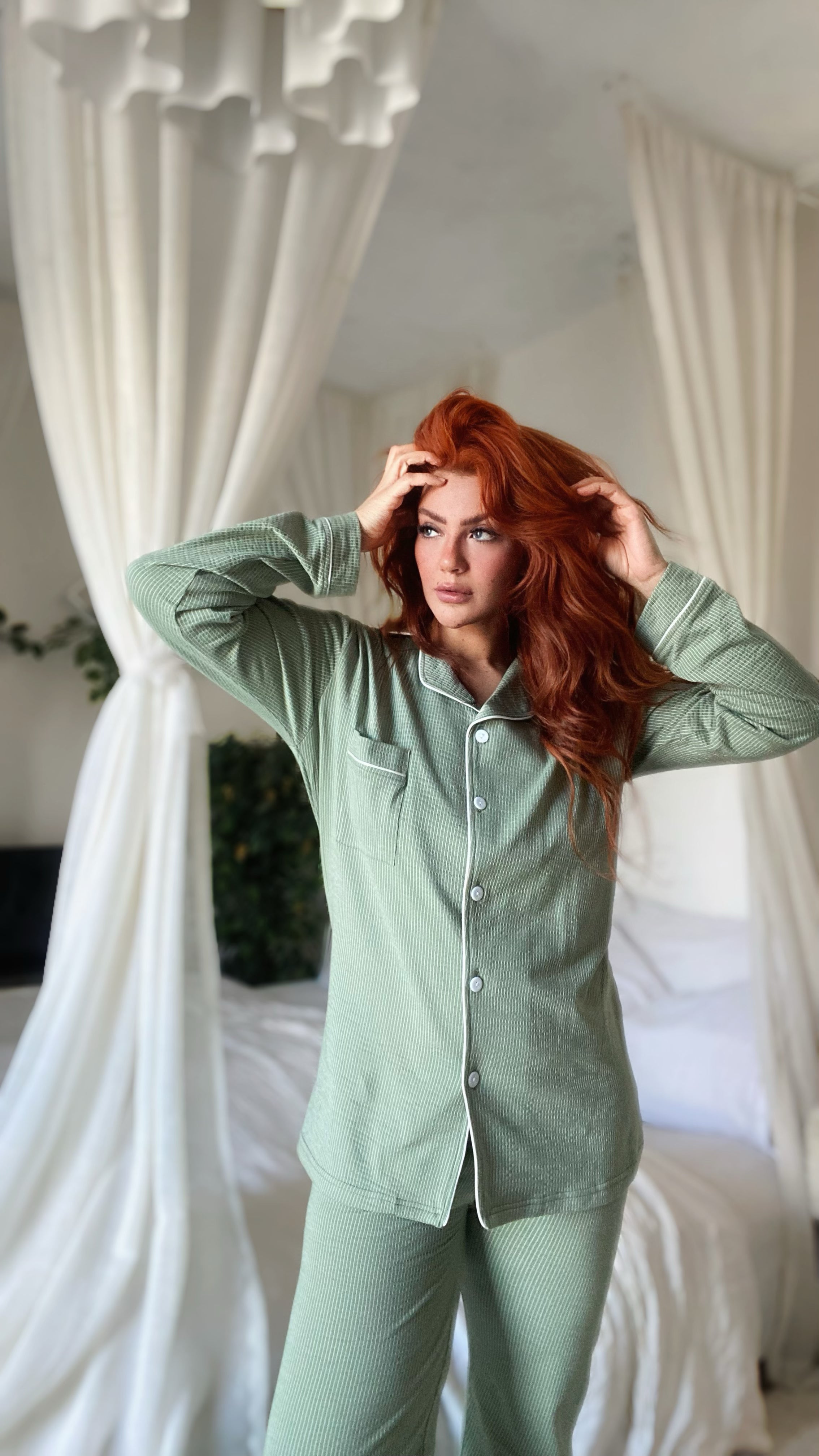 بيجامة اخضر فاتح