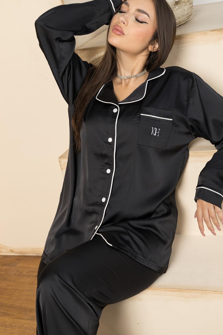 Black buttoned pj set