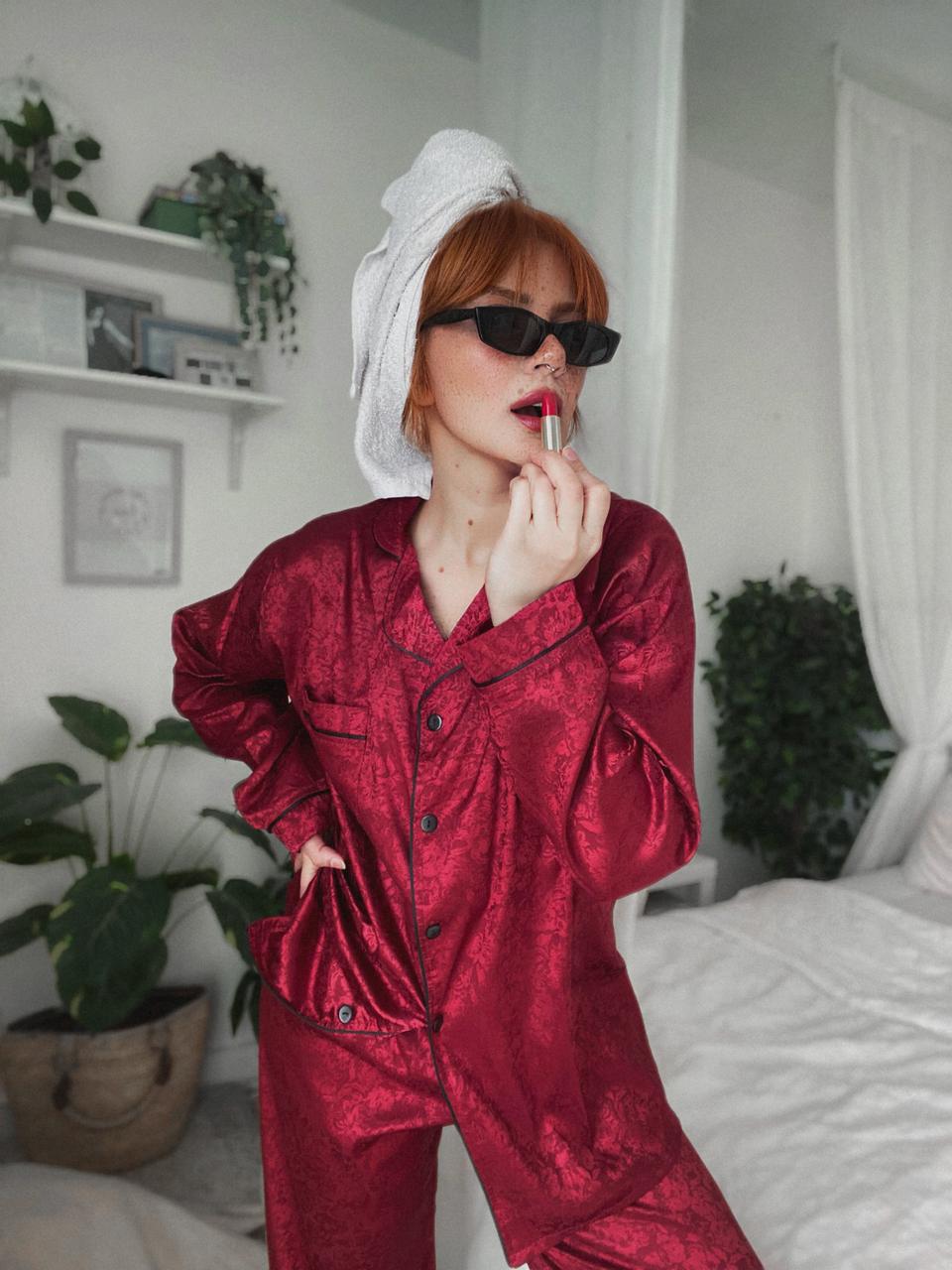 Burgundy stain pajamas set