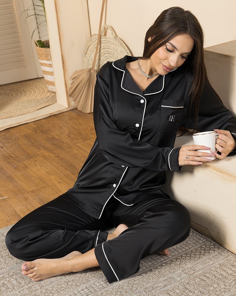 Black buttoned pj set